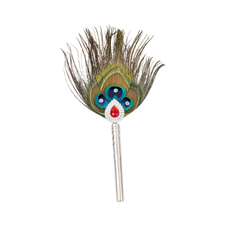 3 Par Pure Silver Mor Pankh Peacock Feather Shriramsilverworks