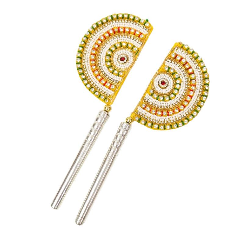 Handcrafted Pure Silver Pankhi For Laddu Gopal with Pearl Work Shriramsilverworks